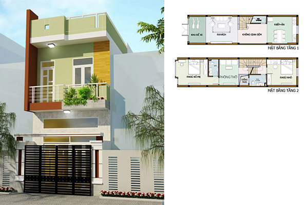 nhà phố 2 tầng 5x16m