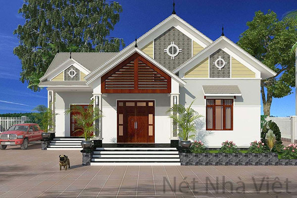 Mẫu nhà mái thái 1 tầng nông thôn 8x12m