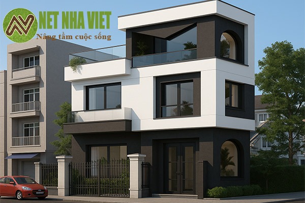 mẫu nhà lô góc 2 mặt tiền 2 tầng