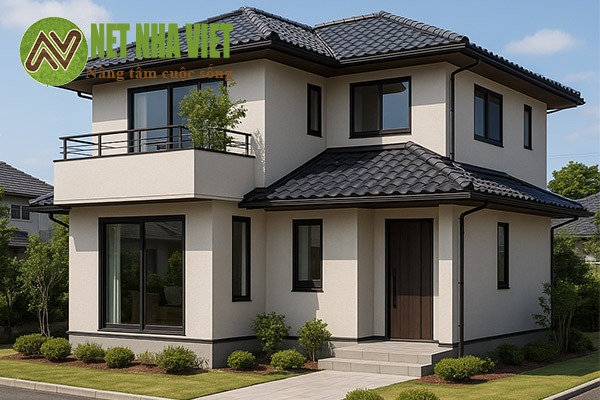 thiết kế nhà chữ l 2 tầng 80m2,