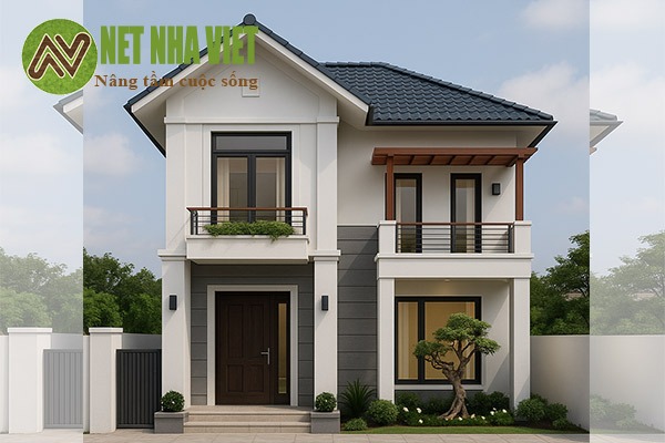 mẫu nhà 2 tầng chữ l 100m2