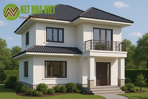 nhà 2 tầng chữ l mái nhật