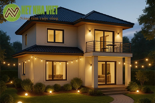 mẫu nhà 2 tầng chữ l 100m2