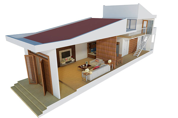 nhà ống cấp 4 có gác lửng 5×15