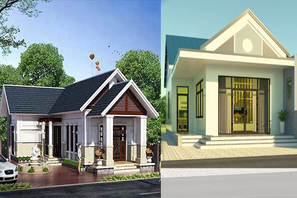 nhà cấp 4 mái tôn chữ L 2 phòng ngủ